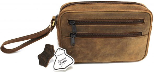 Genuine Leather Man Bag Brown Style 52012