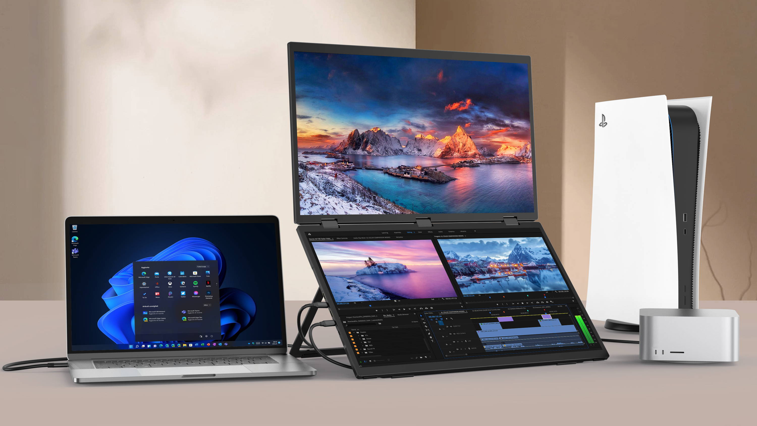 UStation Δ / Delta Max - Stacked Monitor Laptop Touch Dual Screen Folding 18 Inch