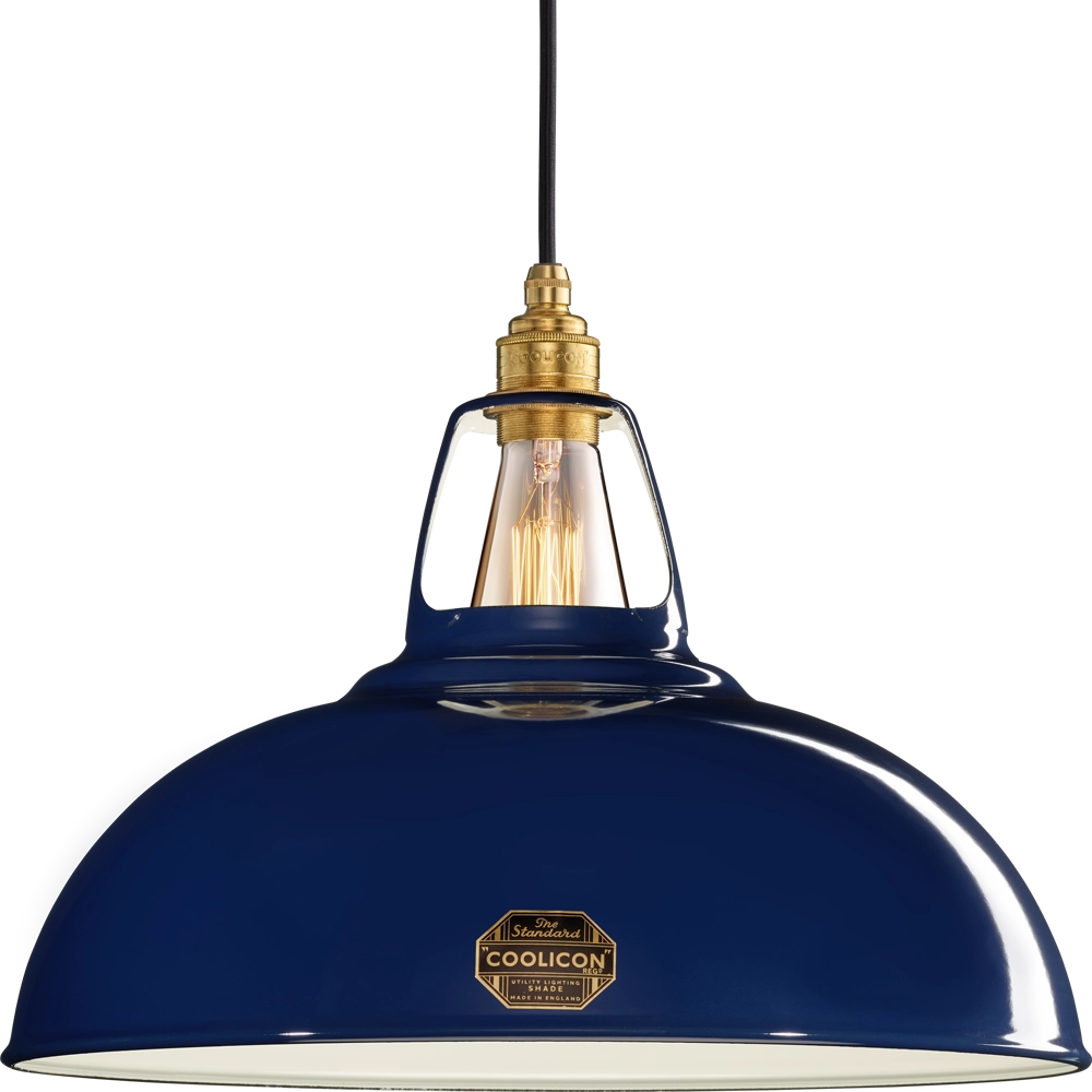 A large Royal Blue shade with a Signature Brass lamp holder