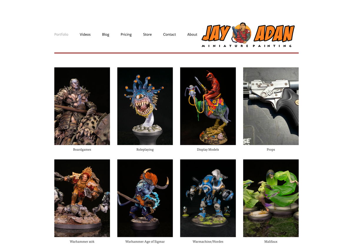 Screenshot of Jay Adan, from the squarespace artist websites collection.