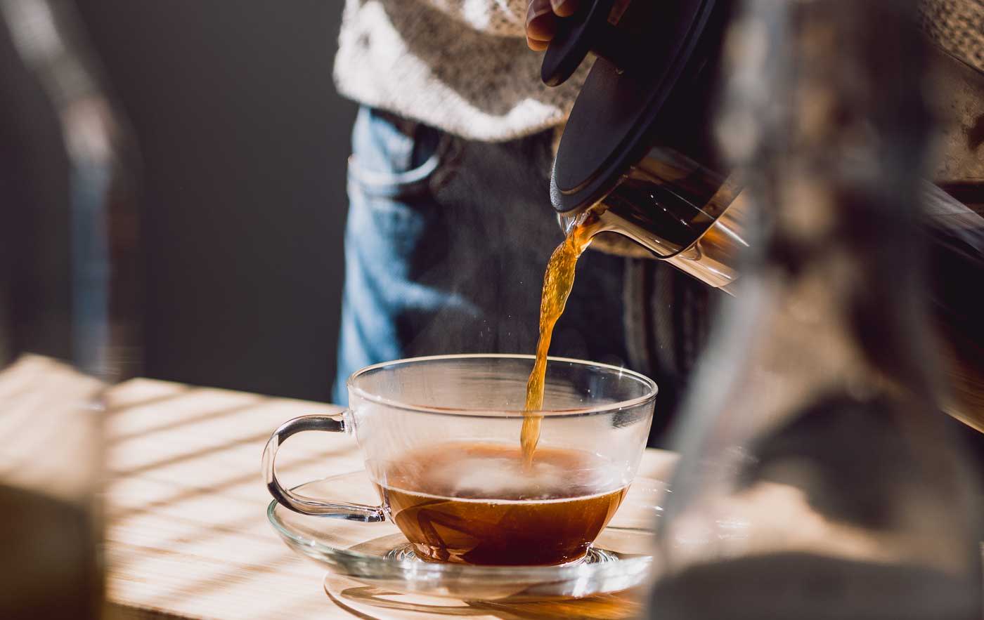 Pouring coffee from a cafetiere