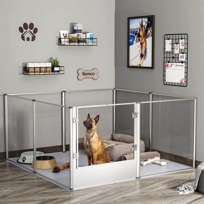 Large Acrylic Dog Playpen 120x120x61CM 8 Panels Cage - Image 5