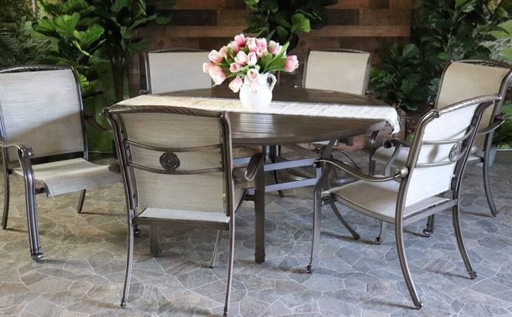 Glen Lake Home and Patio Baymont Outdoor Patio Dining Furniture Aluminum Frames with Sling