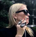 @cetergraylor Style icon Cori wearing her Alex Skeffington Metal Atelier one of a kind “Nocturnal” and “Crystallized” rings during Paris fashion week.