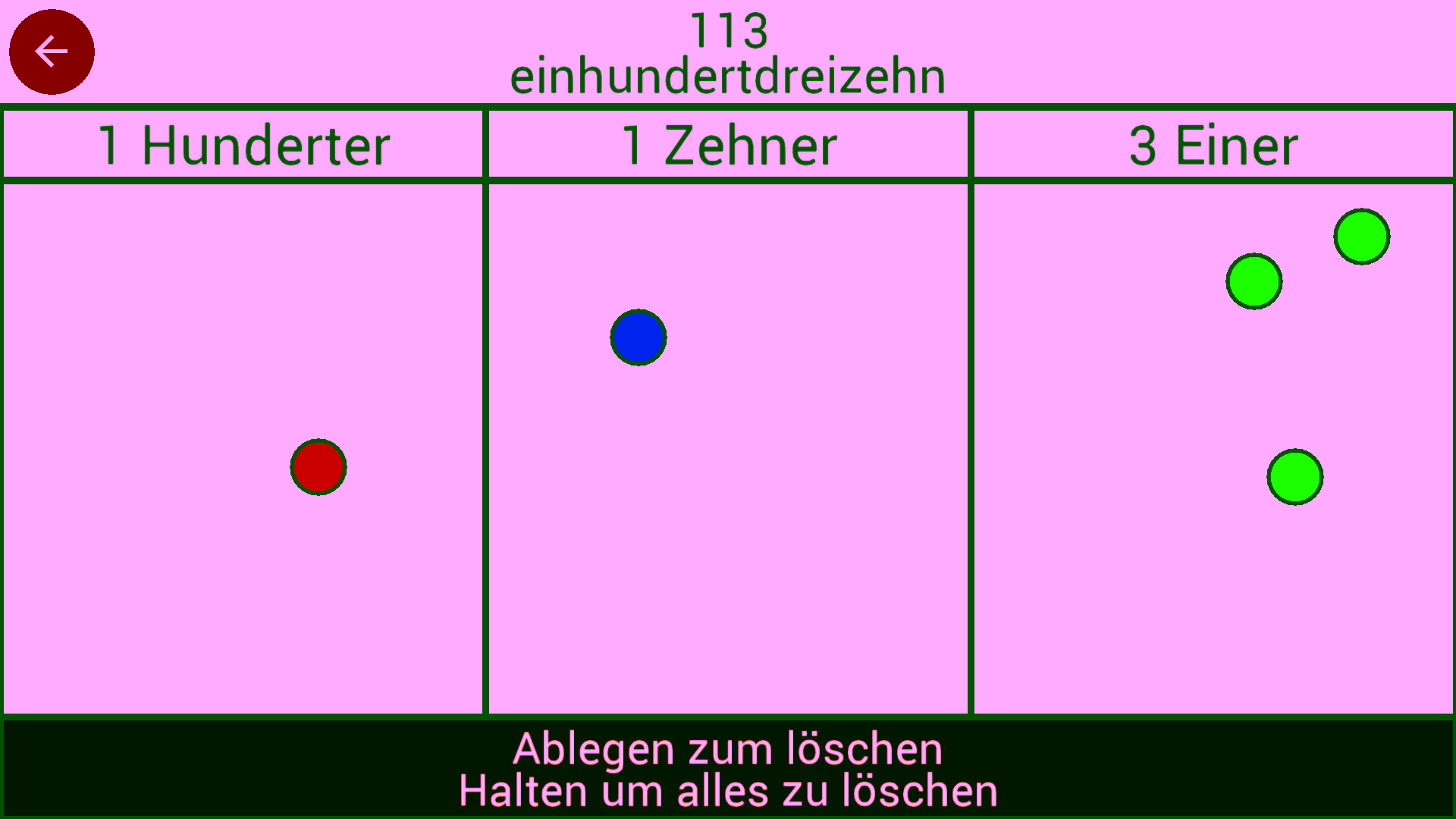 *Stellenwerttafel Plus* decimal mode screenshot