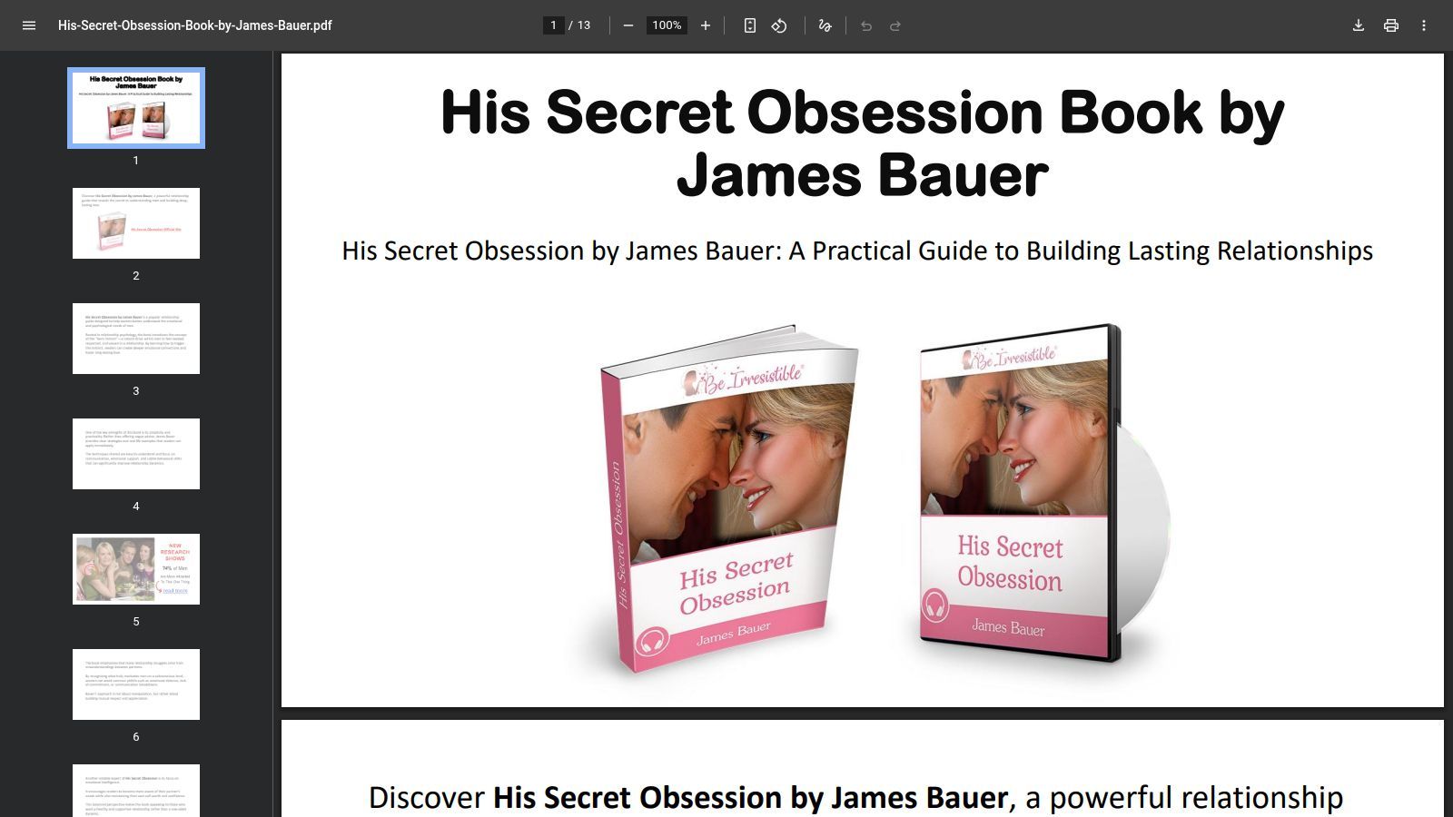 His Secret Obsession by James Bauer