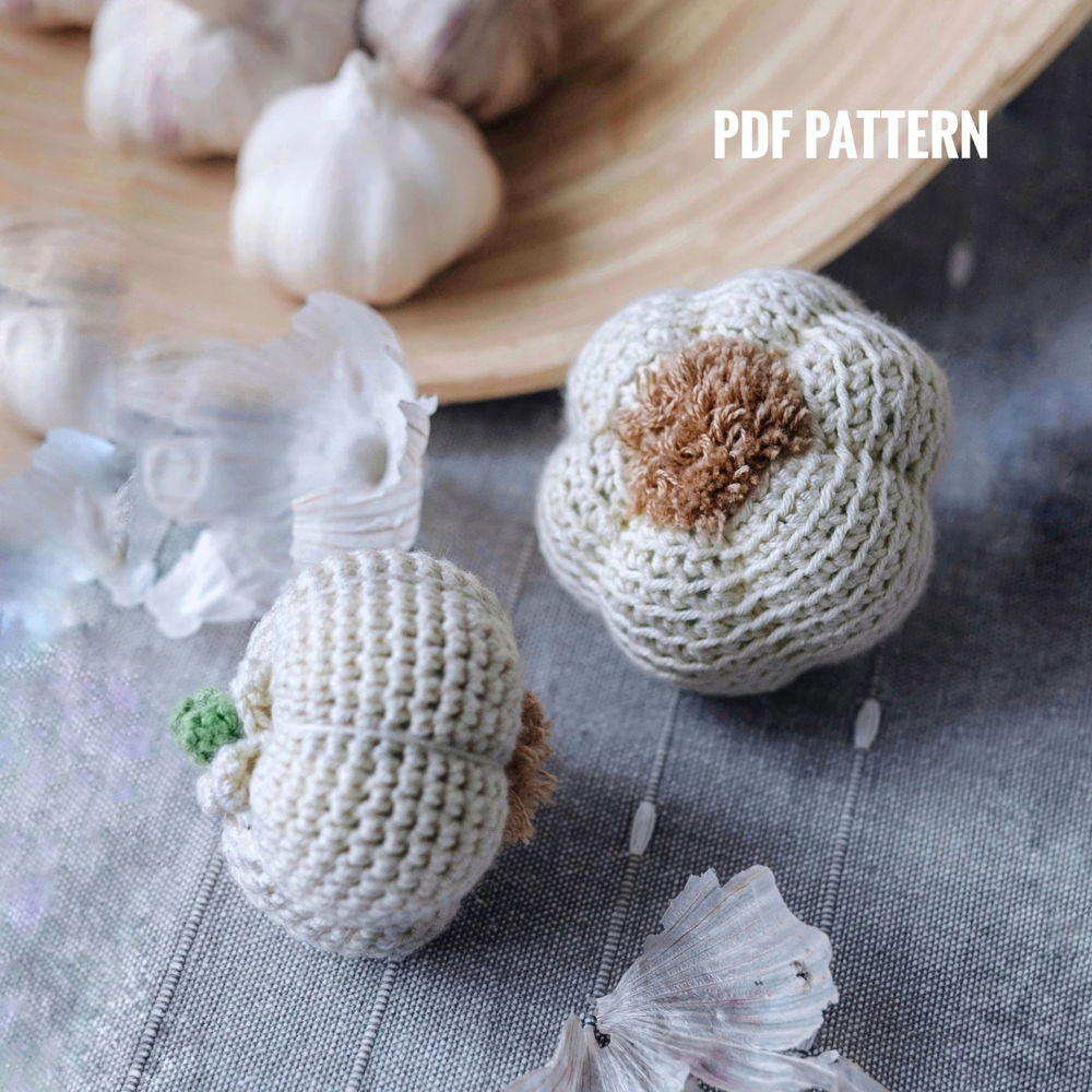 Padrão de crochê ALHO PDF - Comida de brinquedo de crochê Amigurumi Alho Fazenda Crochê Vegetais Comida de brinquedo Padrão Amigurumi Brinquedo Crochê fácil