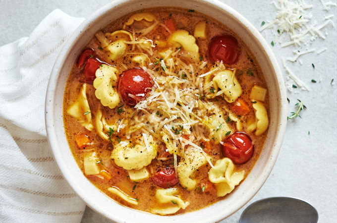 Meal-Sized Tortellini and Vegetable Soup