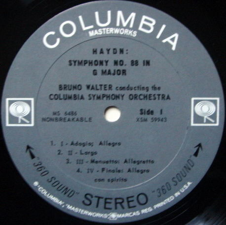 Columbia 2-EYE / BRONO WALTER, - Haydn Symphonies No.88...