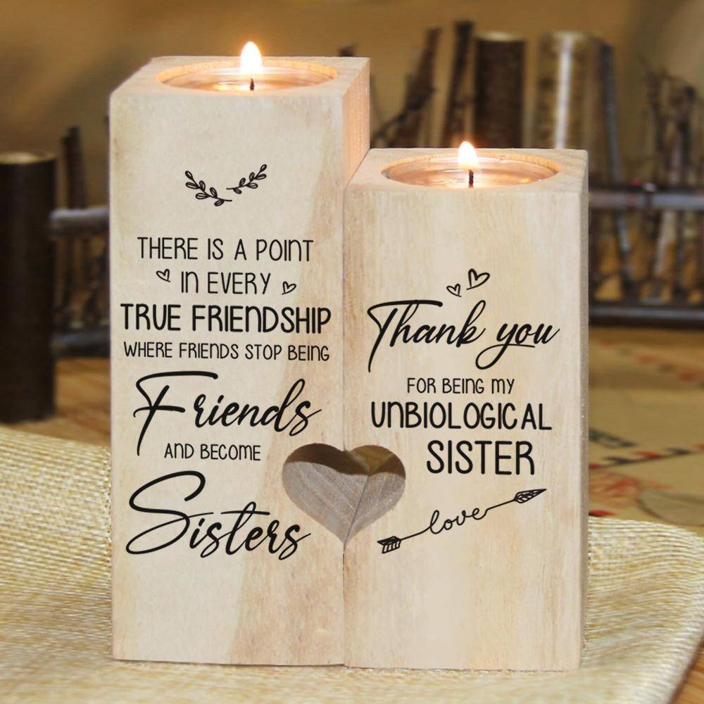 To My Bestie Candle Holder Personalized With Name, Custom Quota, Made of Solid Wood