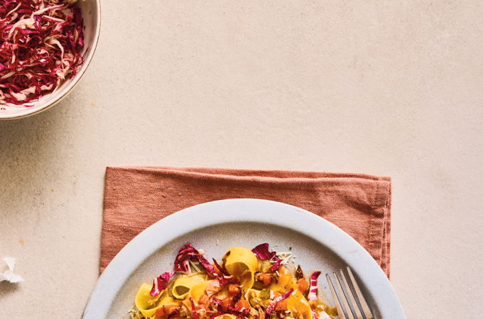 Pappardelle with Ham and Radicchio Ragù