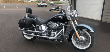 2008 HARLEY-DAVIDSON FLSTN SOFTAIL DELUXE (TWO-TONE) motorcycle for rent near Rapid City, SD