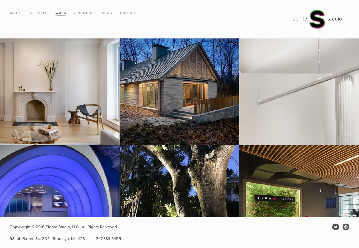 Screenshot of Sighte Studio, from the architecture portfolios collection.