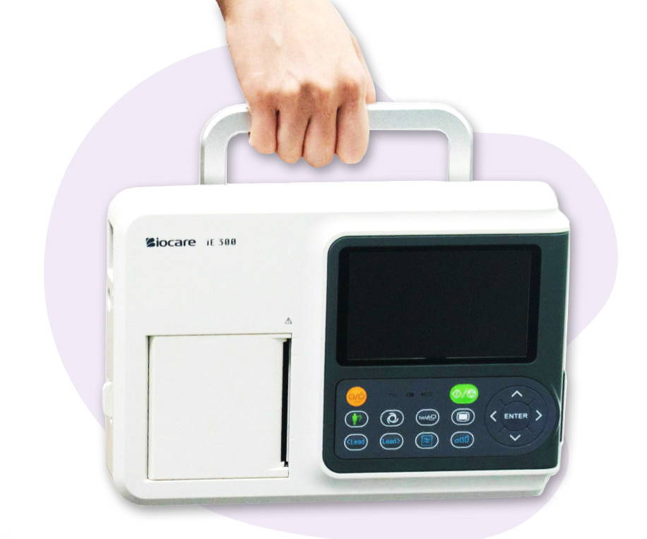 12-lead ECG machine with a handle for carry