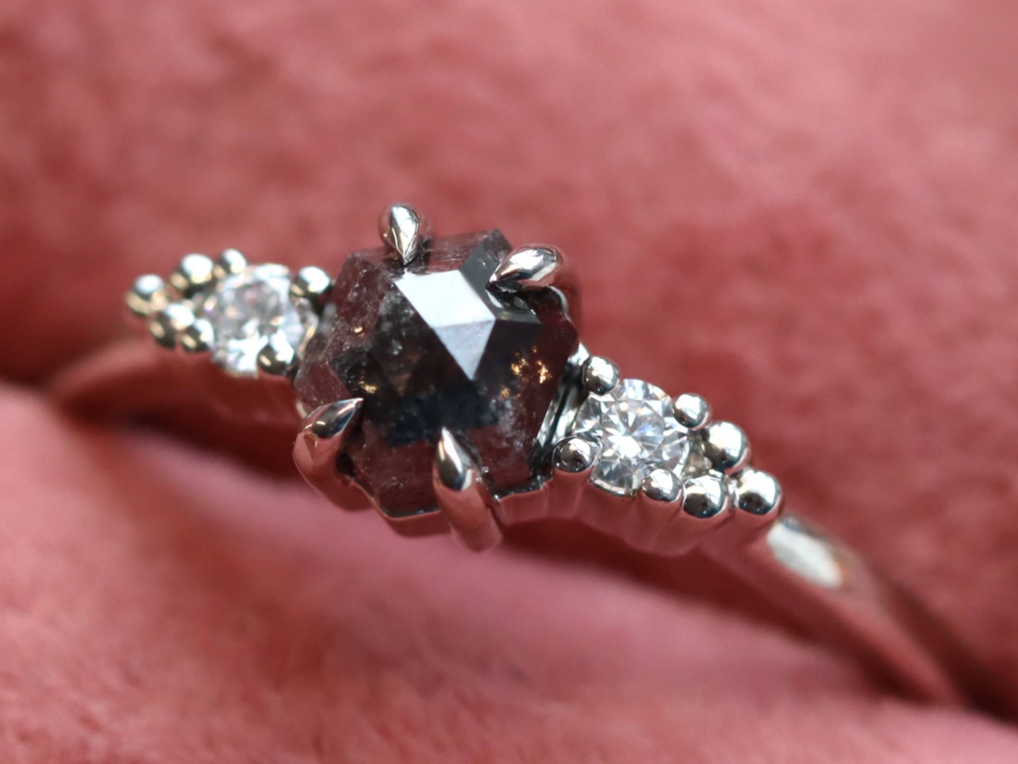 Salt and pepper diamond engagement rings