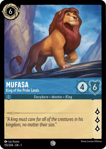 Mufasa card from Disney's Lorcana: The First Chapter.