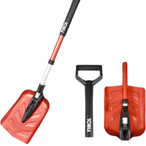 TIROL 40" Folding Snow Shovel for Car Extendable Snow Shovel with Aluminum Head & Pole Portable Snow Shovel for Vehicle, Snowmobiles, Camping, Skiing, Avalanche, Backcountry, Red