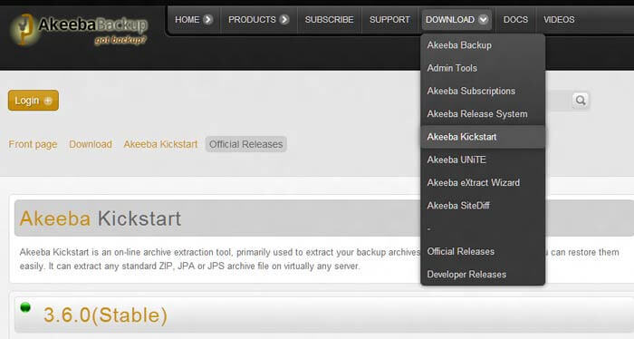 Восстановление Joomla при помощи Akeeba Kickstart