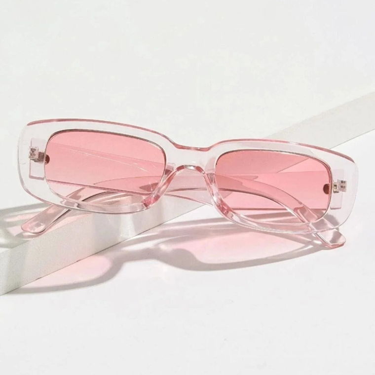 Neu Frauen Vintage Klar Rosa Sonnenbrille
