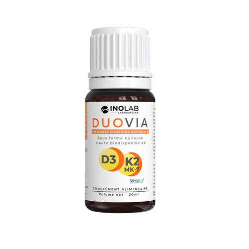 Duovia - Vitamines D3 K2 MK7 All trans 1600UI + 50µg