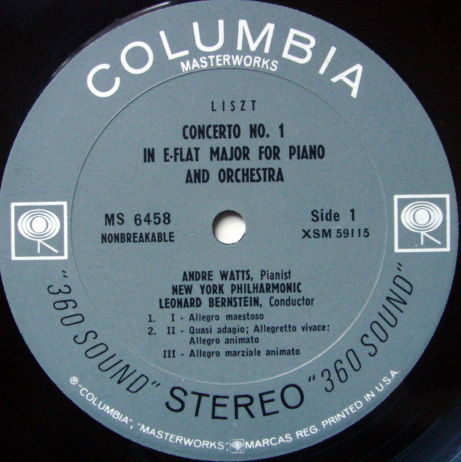 Columbia 2-EYE / ANDRE WATTS Debut Album, - Liszt Piano...