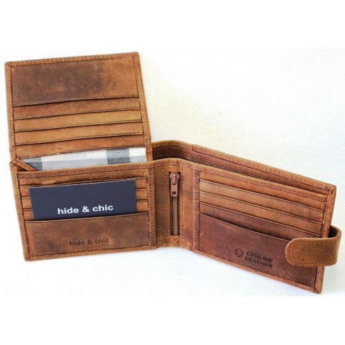 RFID lined Cow Hide Hunter Leather Wallet Style 12006