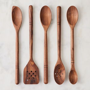 Five Two Walnut Wooden Spoons for the Kitchen
