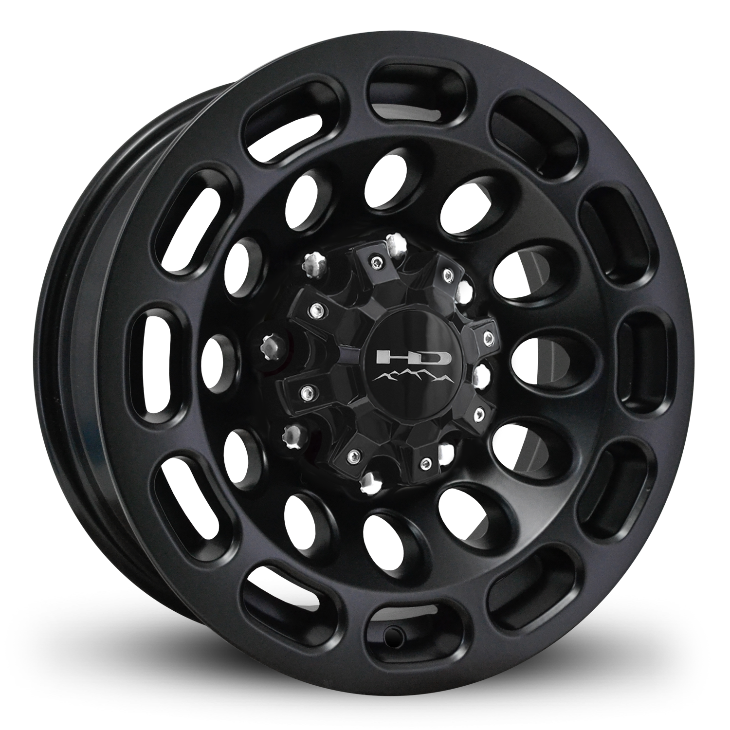 HD Off-Road Road Warrior Custom Trailer Wheels in 16x6.0 in 8 lug All Satin Black for Unility, Boat, Car, Construction, Horse, & RV