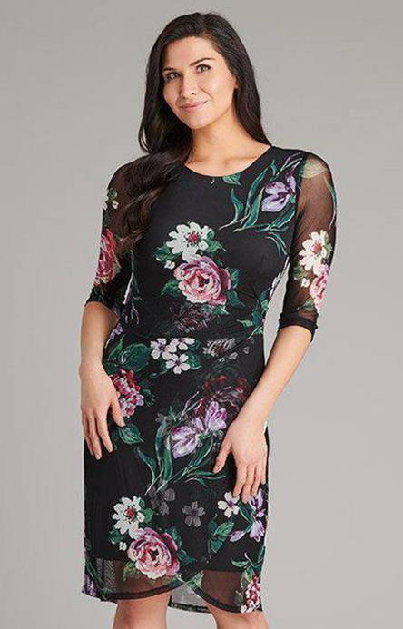 floral print mesh half sleeve mandy little black dress in lbd blog from connected apparel