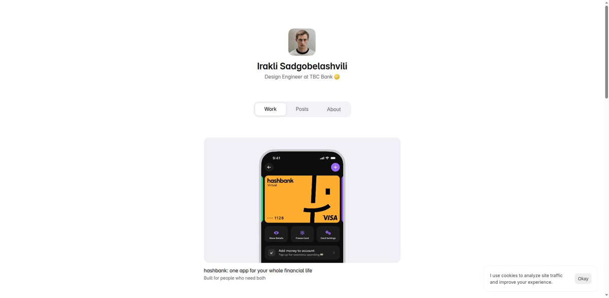 Screenshot of Irakli Sadgobelashvili, from the ux portfolios collection.