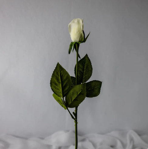 Off White Real Touch Rose Bud - Realistic Artificial Flowers - Image 3