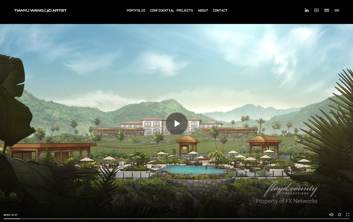 Screenshot of Tianyu Wang | 3D ARTIST, from the 3d artist portfolios collection.