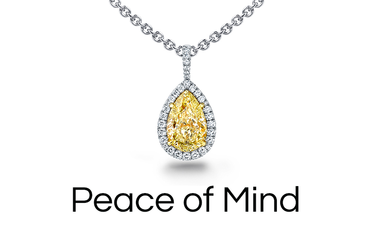 Drop shaped yellow diamond pendant necklace
