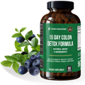 A bottle of our best weight loss detox pills next to berries