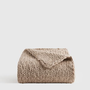 Chunky Hand Knit Wool Throw - Neutral