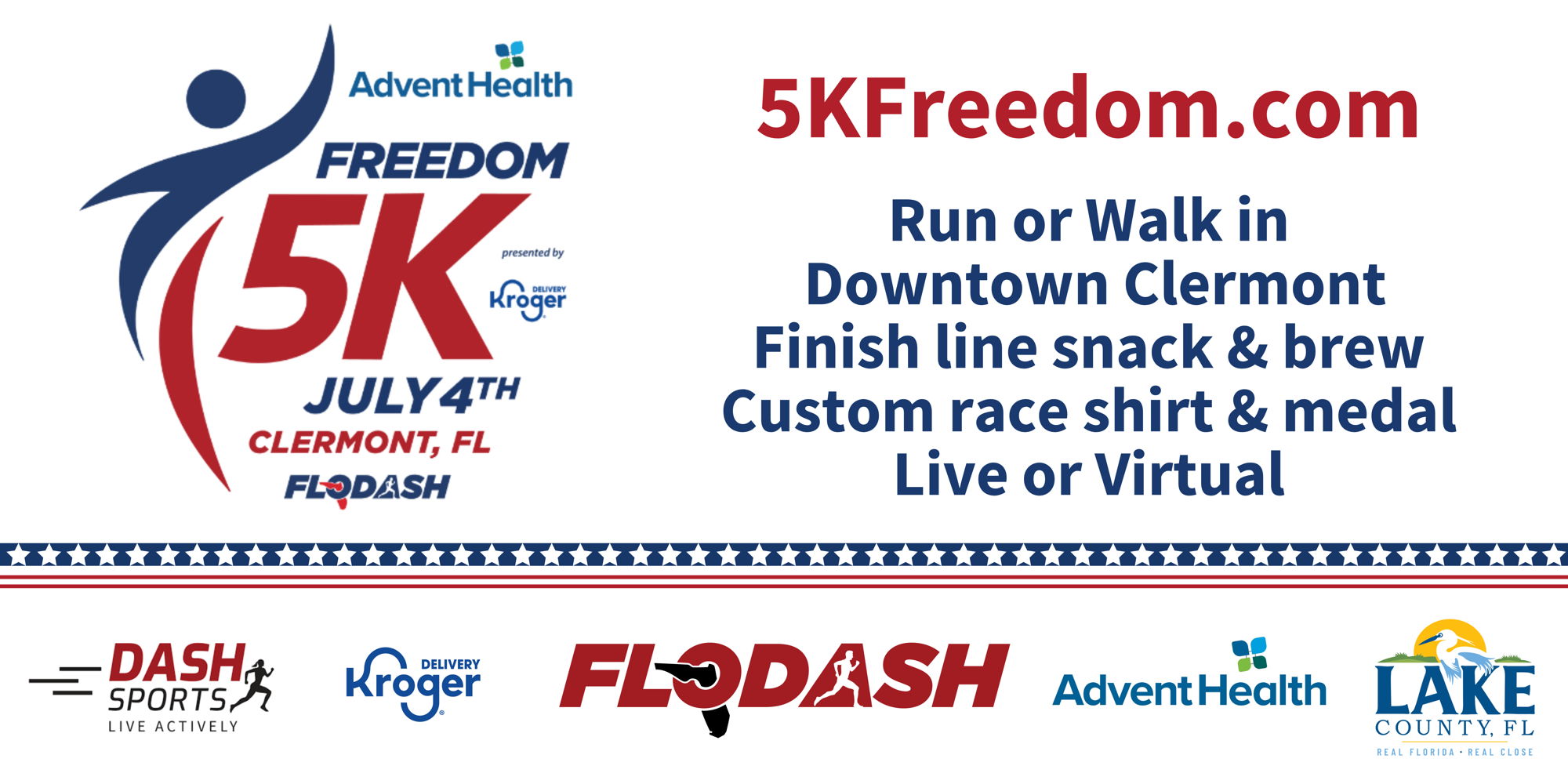 AdventHealth Clermont Freedom 5K presented by Kroger Delivery promotional image