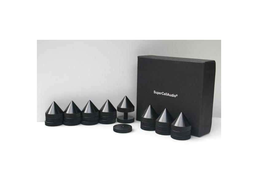 SuperCellAudio Isolation Cones Set of 8 Black finish. Model FSB-2-G-1420-8