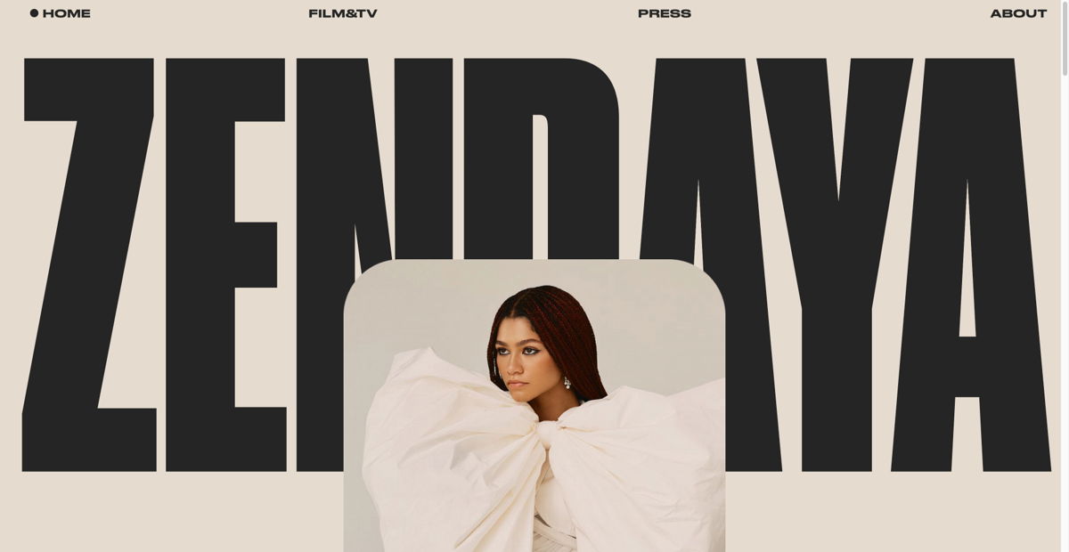 Screenshot of Zendaya, from the celebrity websites collection.