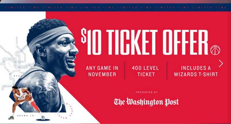 Get $10 Wizards tickets & a Wizards t... | Oct 1 | Washington Post