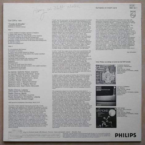 Philips/Herbert Kegel/Orff - Trionfo di Afrodite / NM