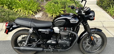 2017 TRIUMPH BONNEVILLE T100 BLACK motorcycle for rent near Roseville, CA