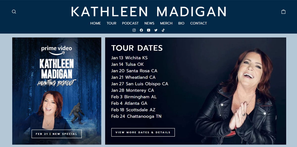 Screenshot of Kathleen Madigan, from the stand-up comedian websites collection.