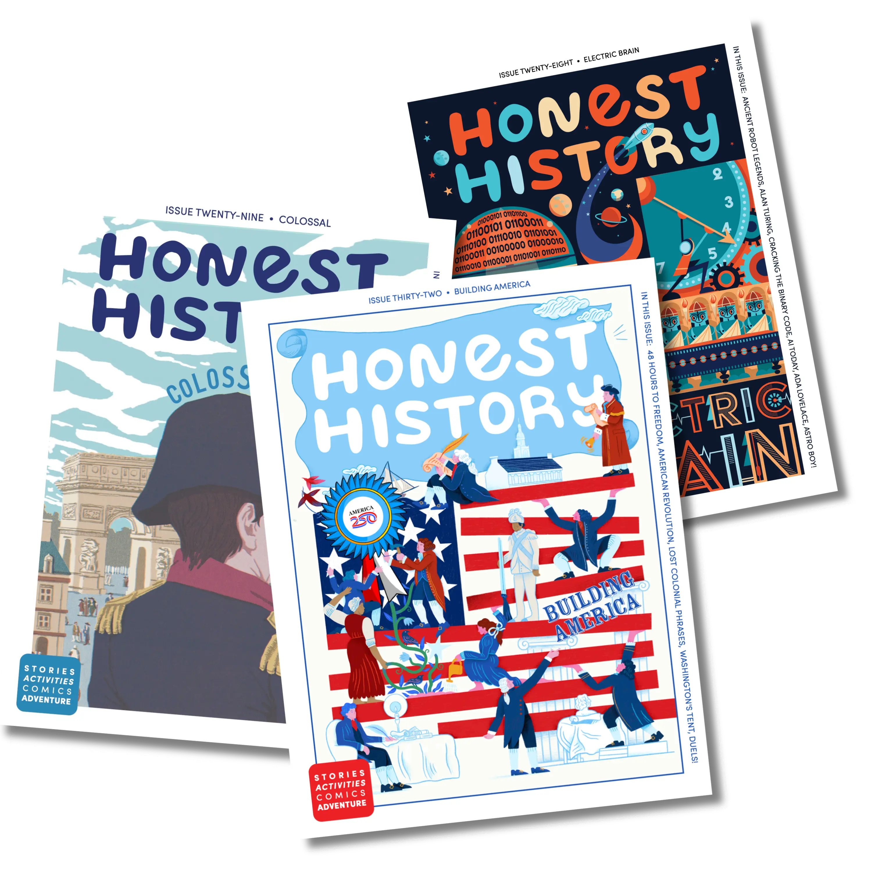 Honest History magazine covers including issue 32 about american history