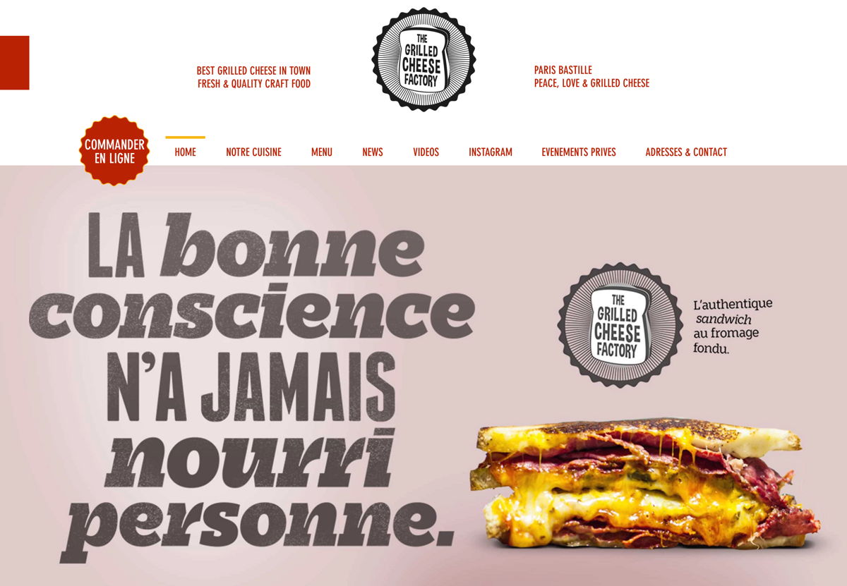 Screenshot of The Grilled Cheese Factory, from the wix websites collection.