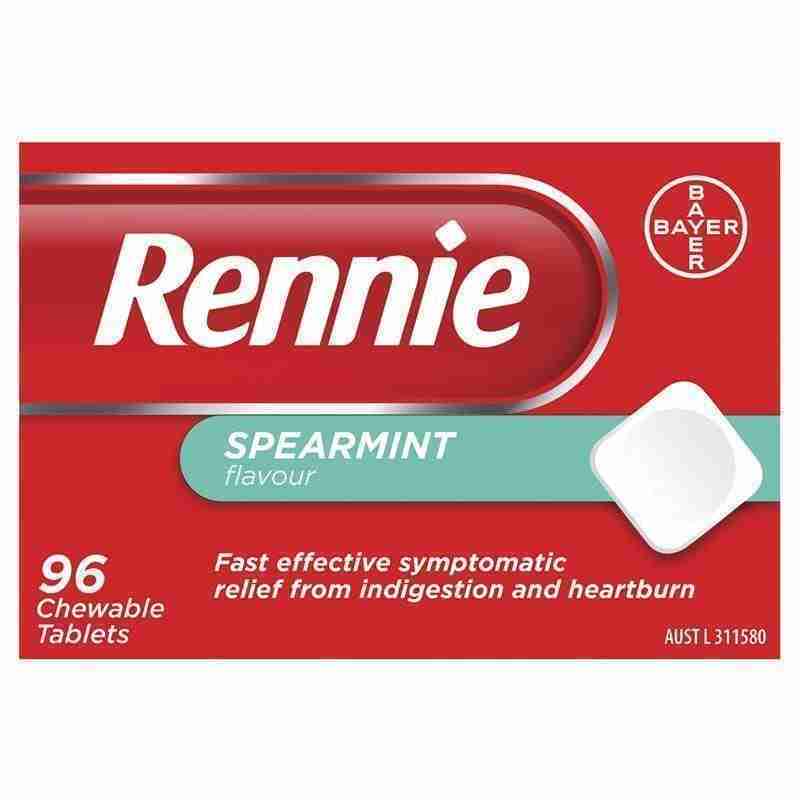 Rennie Indigestion And Heartburn Relief Spearmint 96 Chewable Tablets