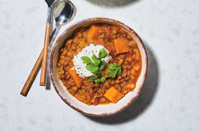 Cari de lentilles et de courge à l’autocuiseur