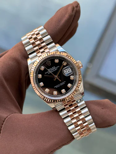Rolex Datejust Black Dial With Diamonds