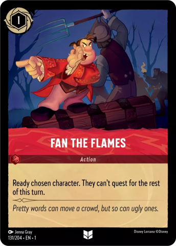 Fan The Flames card from Disney's Lorcana: The First Chapter.