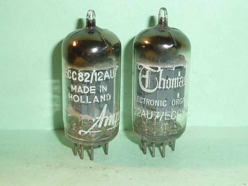 Amperex 12AU7 ECC82 Foil Getter Tubes, Matched Pair, Test NOS, 1950's
