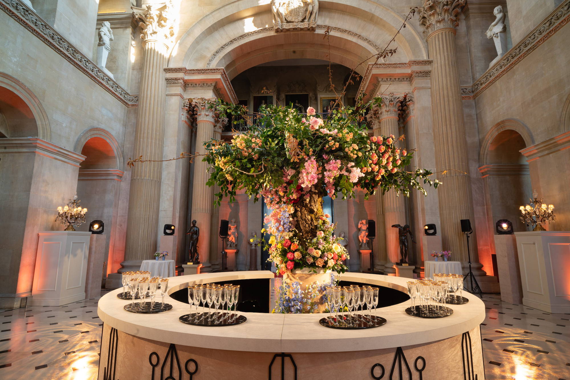 Wild at Heart Wedding Drinks Reception Flowers at Blenheim Palace